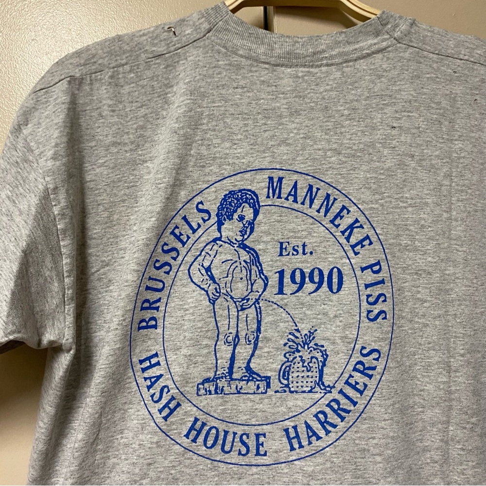 Vintage Hash House Harriers Brussels Shirt Single Stitch Manneke Piss Europe
